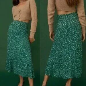 Floral Green Reformation Bea Midi Skirt Size 2
